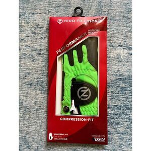 New! Zero Friction Performance Junior's Left Compression Fit Left Glove Lime Gre